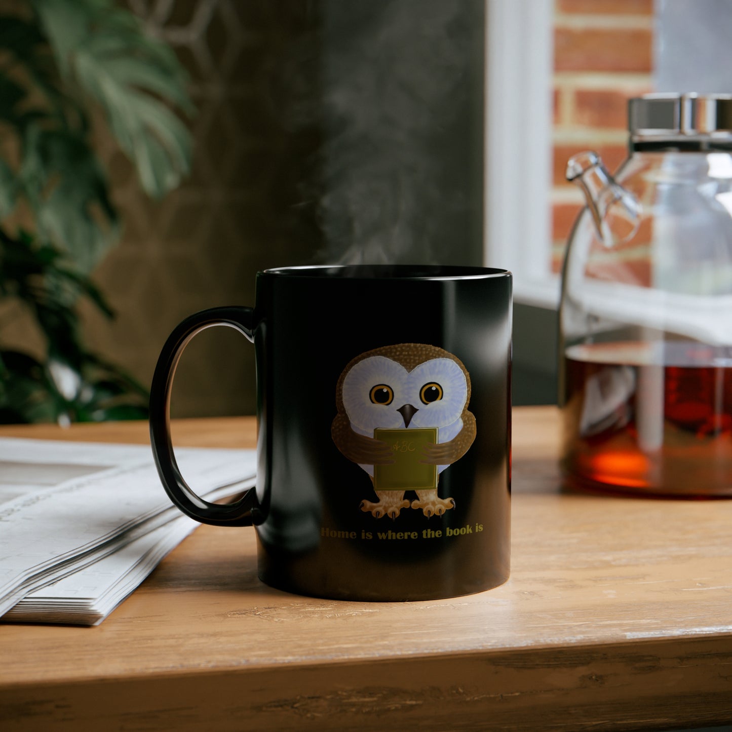 Home Is Where the Book is 11oz Black Mug