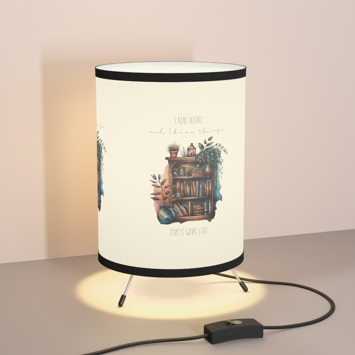 Tripod Lamp with High-Res Printed Shade, US\CA plug ”I read books and I know things. That’s what I do.”